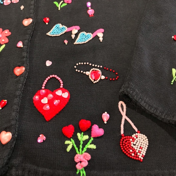 Vintage Michael Simon Valentine’s Day Cardigan ~ Women’s Large - Picture 10 of 12
